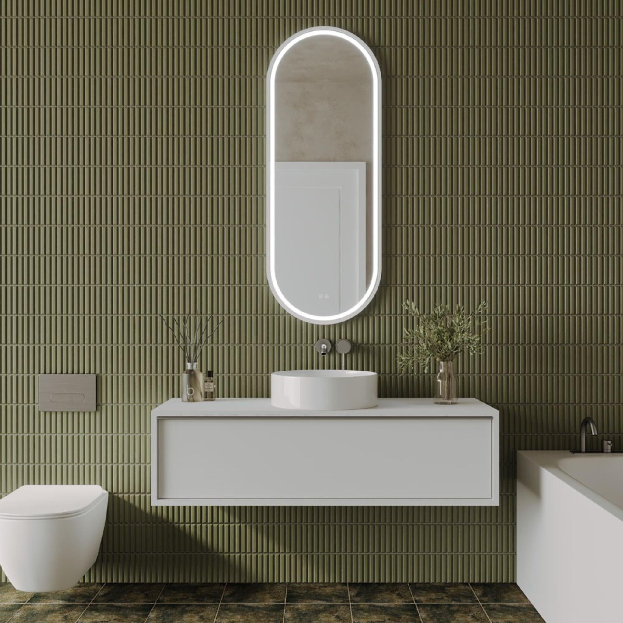 REMER GATSBY OVAL FRAMELESS LED MIRROR WITH DEMISTER 450X1200MM