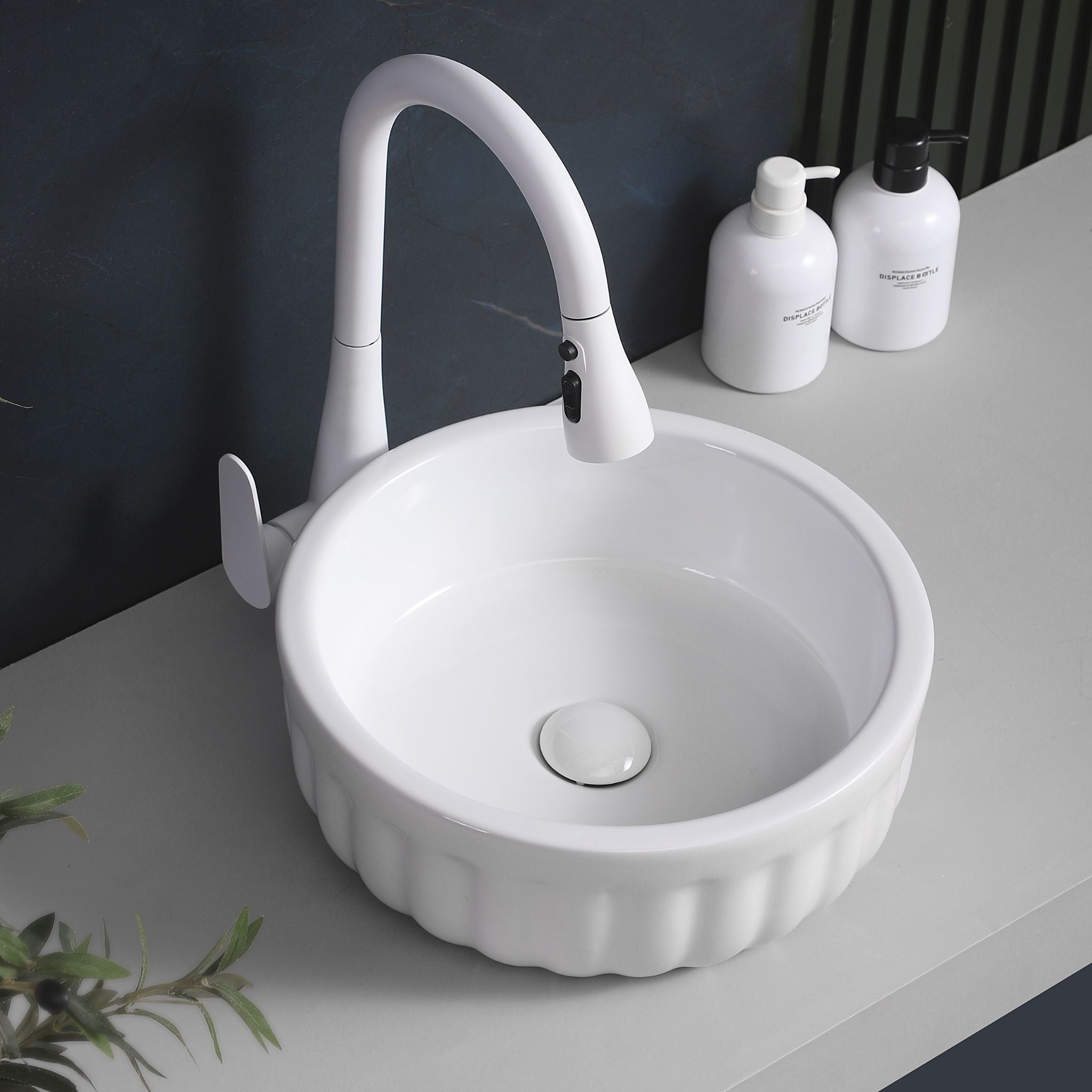 INFINITY ABOVE COUNTER CERAMIC BASIN GLOSS WHITE 385MM