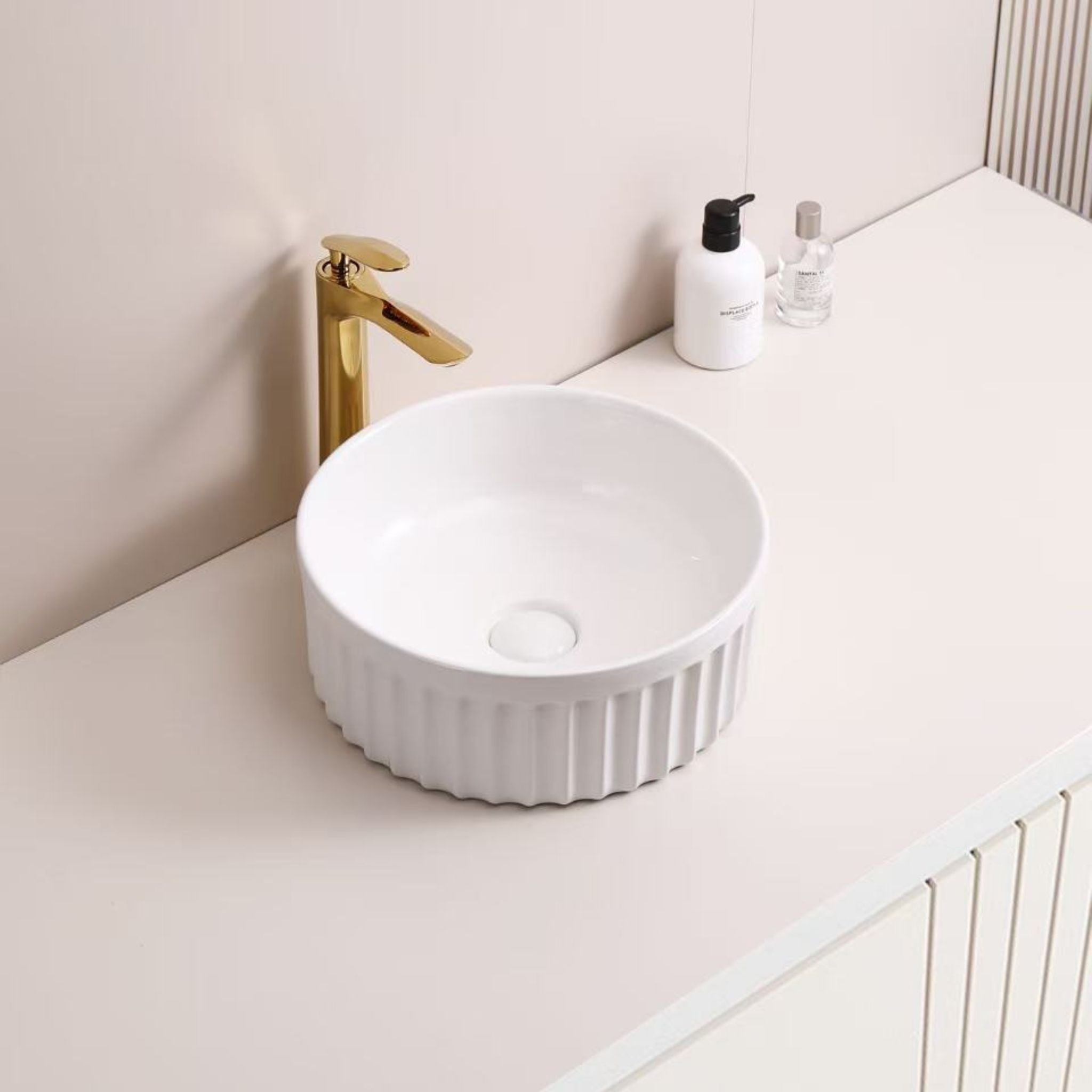 INFINITY ABOVE COUNTER CERAMIC BASIN MATTE WHITE 385MM