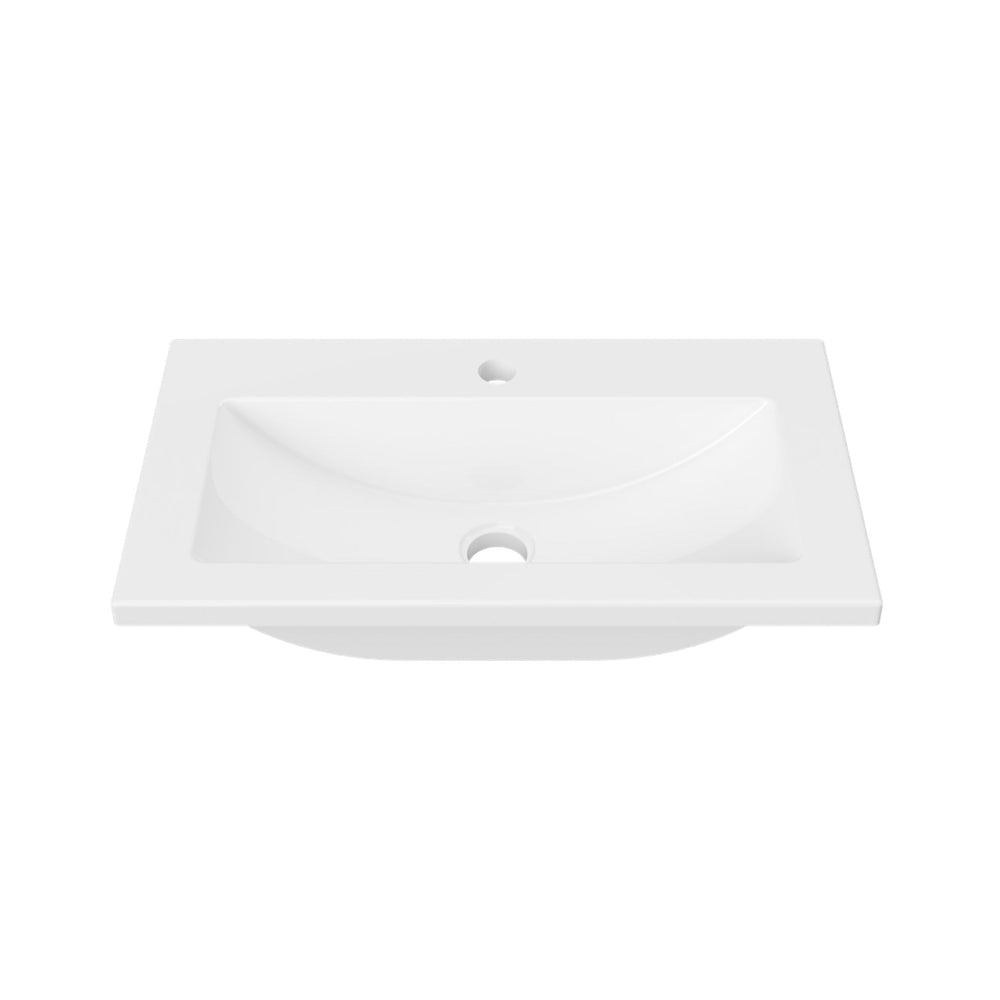 DUROCLASS MONACO ENSUITE GLOSS WHITE SINGLE BOWL UNDERMOUNT VANITY TOP (AVAILABLE IN 600MM AND 750MM)