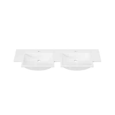 DUROCLASS MONACO FORWARD GLOSS WHITE DOUBLE BOWL SEMI-RECESSED VANITY TOP (AVAILABLE IN 1500MM AND 1800MM)