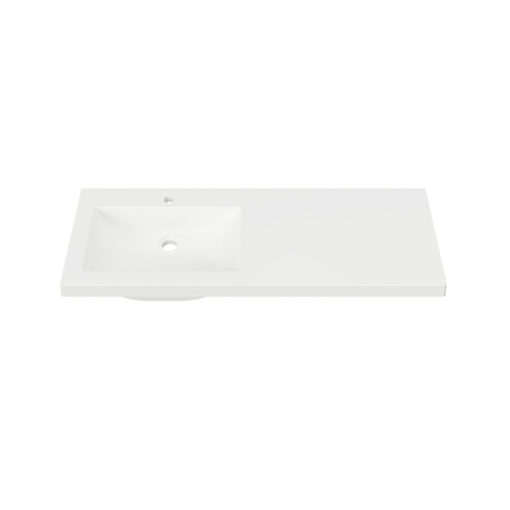 DUROCLASS MONACO MAJOR GLOSS WHITE OFFSET SINGLE BOWL UNDERMOUNT VANITY TOP (MULTIPLE SIZES AVAILABLE)