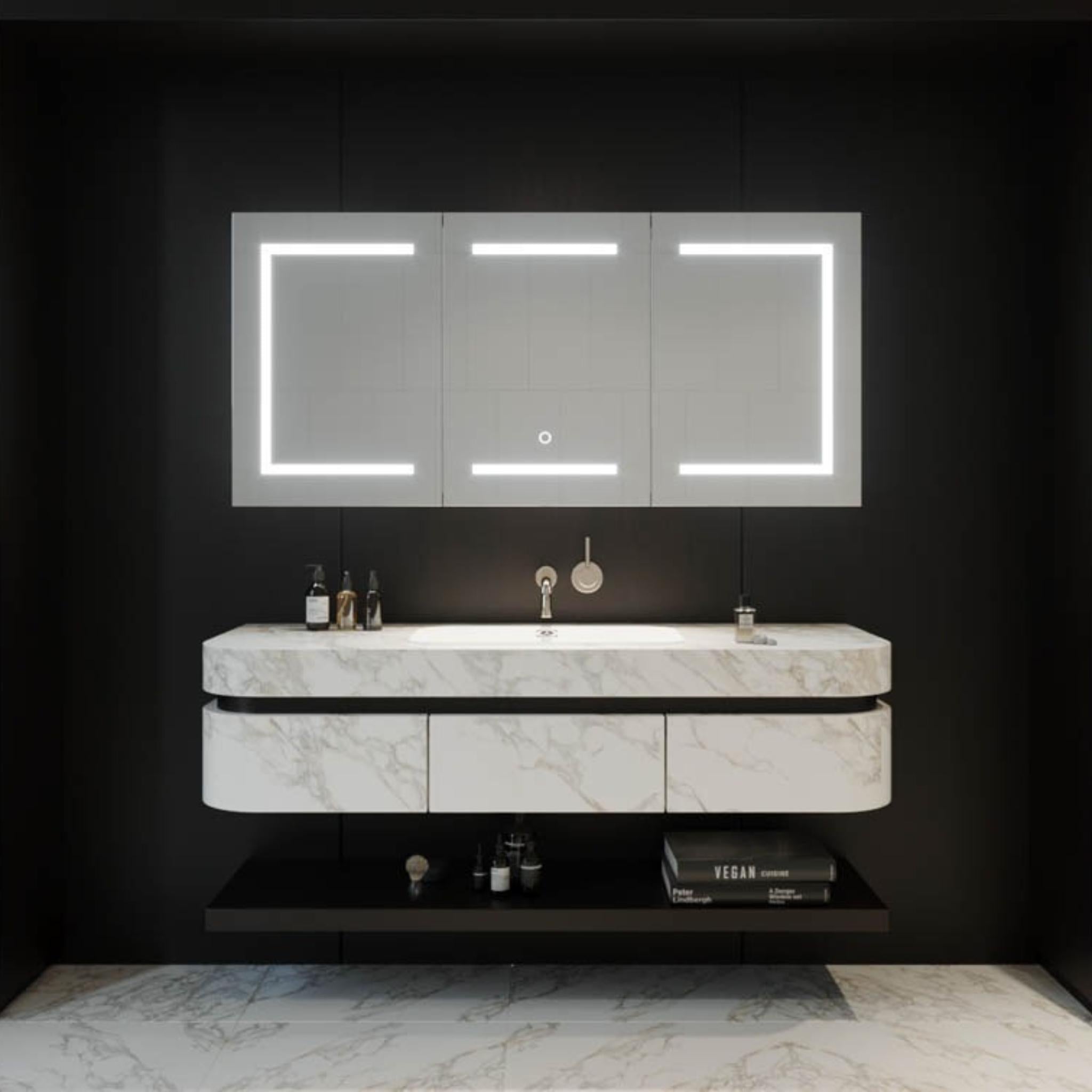 REMER VERA SILVER LED SHAVING CABINET 1500X700MM