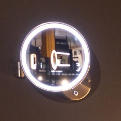 REMER ILLUSION ROUND LED MAGNIFYING MIRROR WITH ADJUSTABLE SWIVEL ARM BRUSHED NICKEL 203X203MM