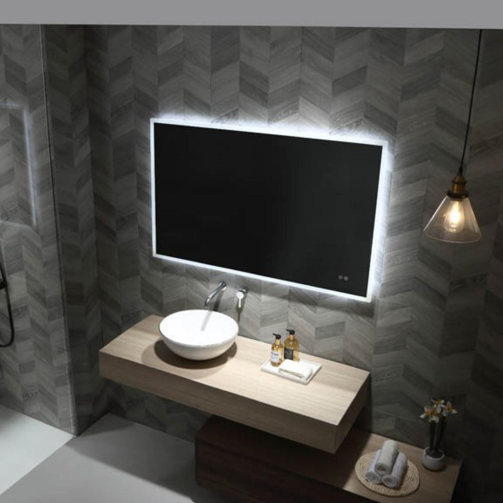 REMER KARA RECTANGLE FRAMELESS LED MIRROR WITH DEMISTER 900X600MM