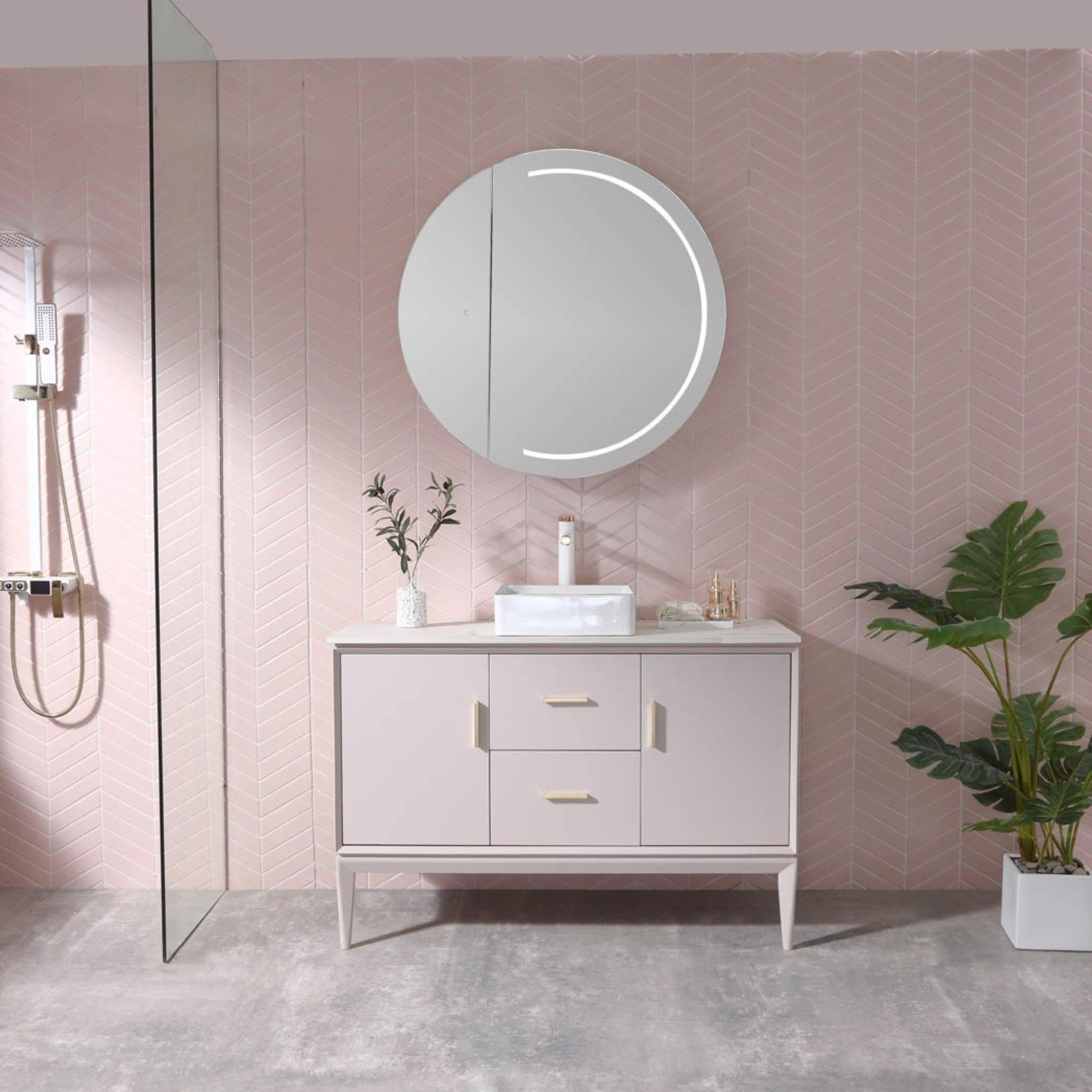 REMER PEARL FRAMELESS WHITE LED SHAVING CABINET 900X900MM