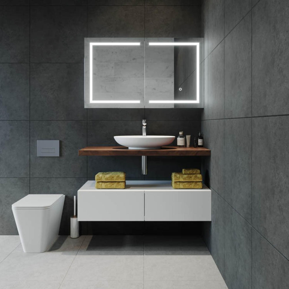 REMER VERA SILVER LED SHAVING CABINET 900X700MM
