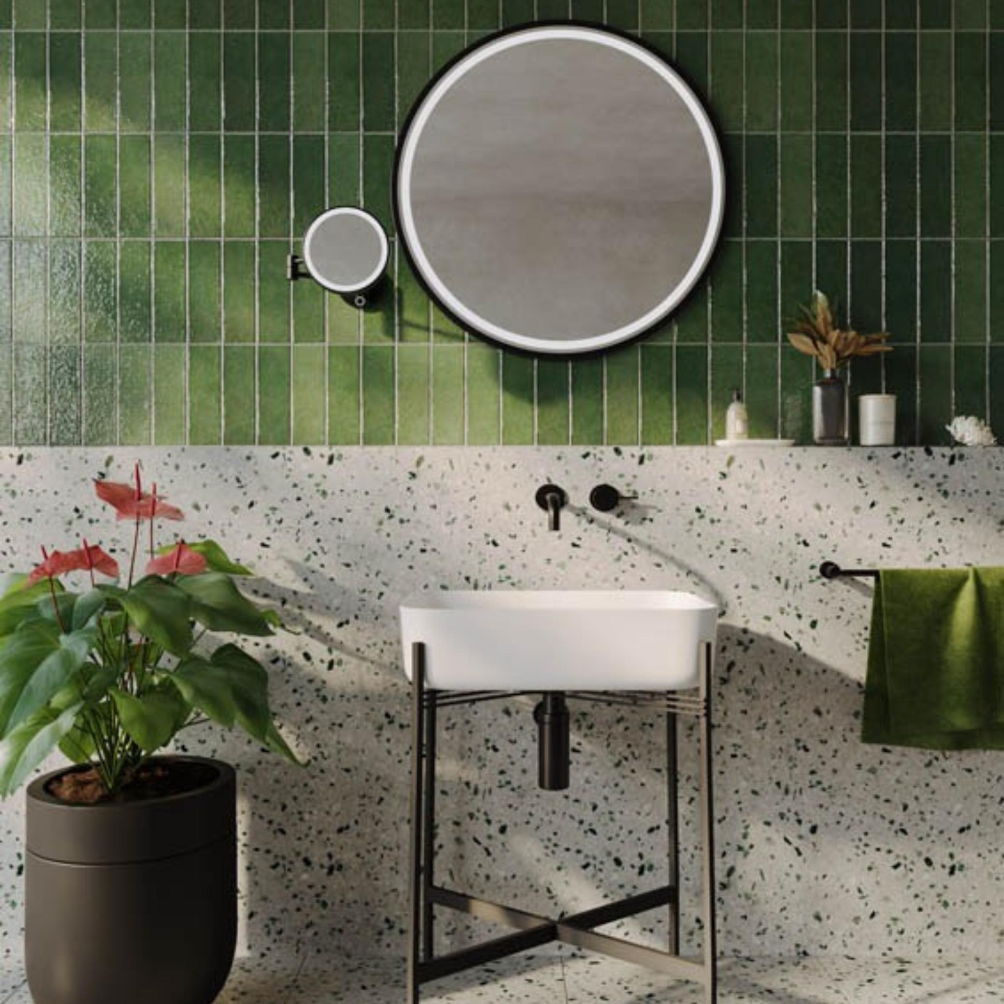 REMER ILLUSION ROUND LED MAGNIFYING MIRROR WITH ADJUSTABLE SWIVEL ARM MATTE BLACK 203X203MM