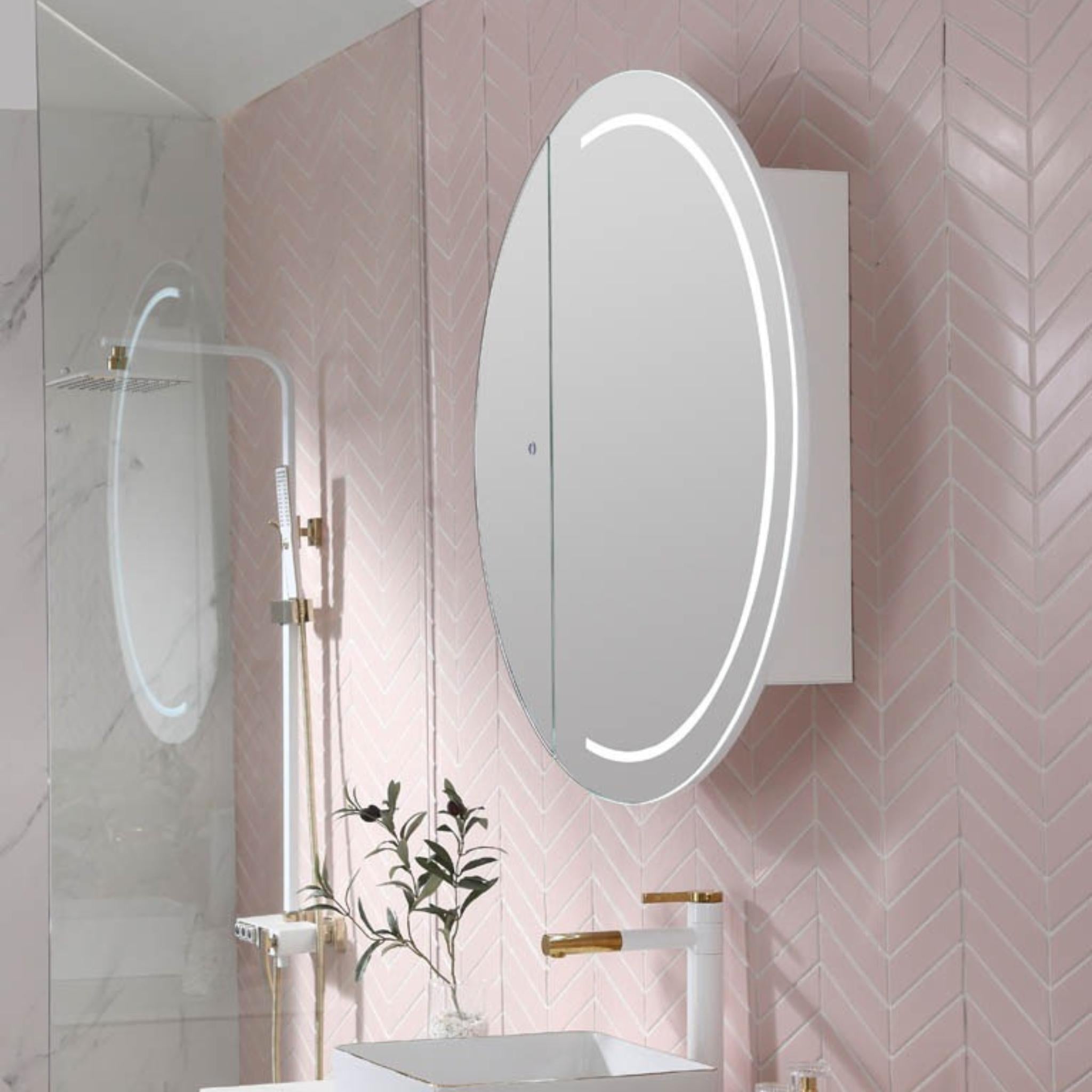 REMER PEARL FRAMELESS WHITE LED SHAVING CABINET 900X900MM