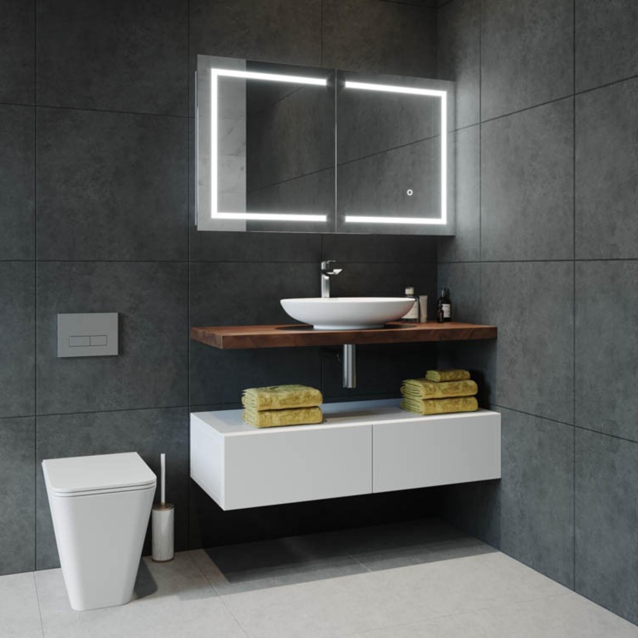 REMER VERA SILVER LED SHAVING CABINET 900X700MM