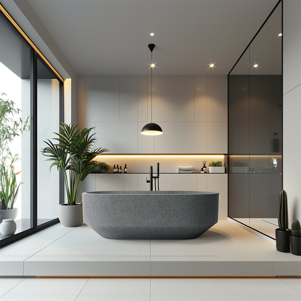 MADU EDEN FREESTANDING BATHTUB TERRAZO STONE GREY 1700MM
