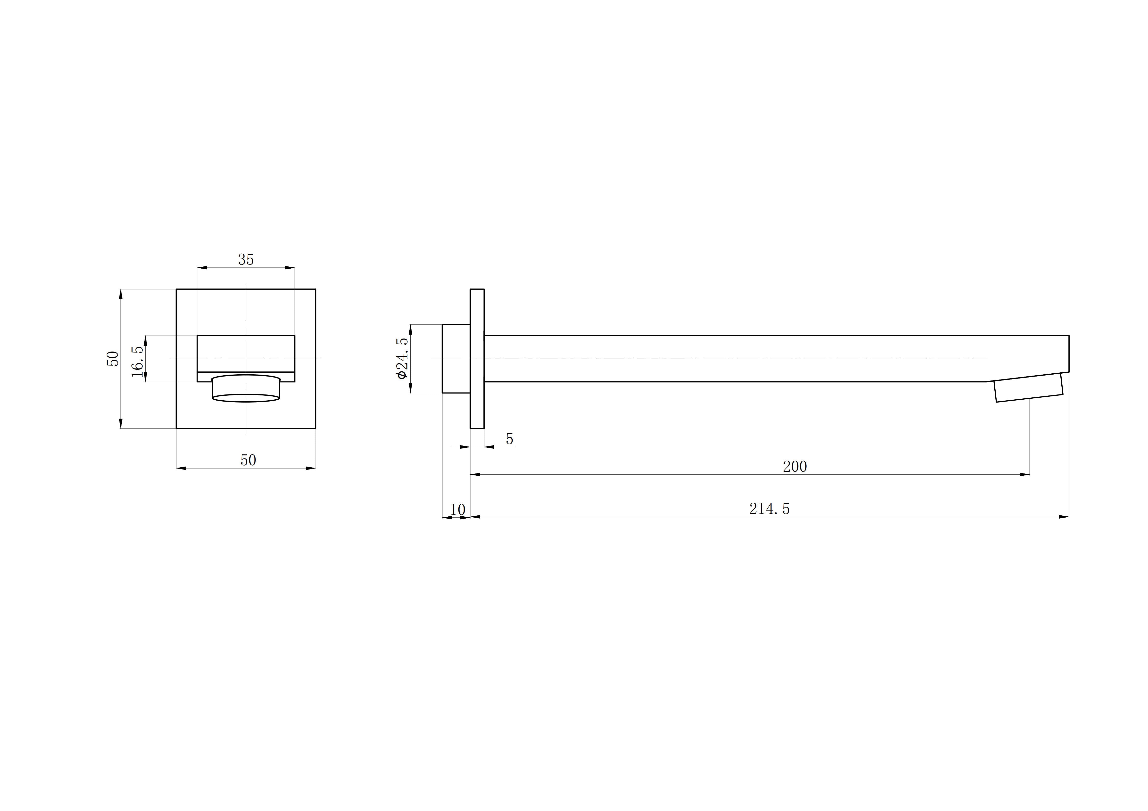 IKON CERAM WALL SPOUT BRUSHED NICKEL - Technical Diagram