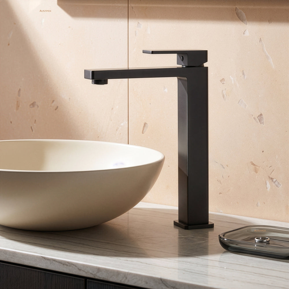 Ikon ceram high rise basin mixer 282mm matte black
