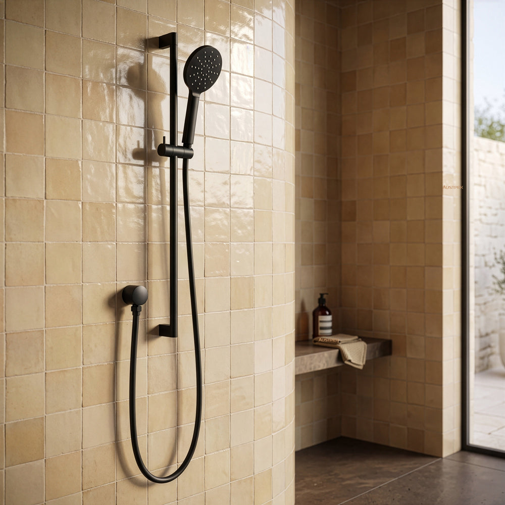 Ikon cora round sliding shower set matte black