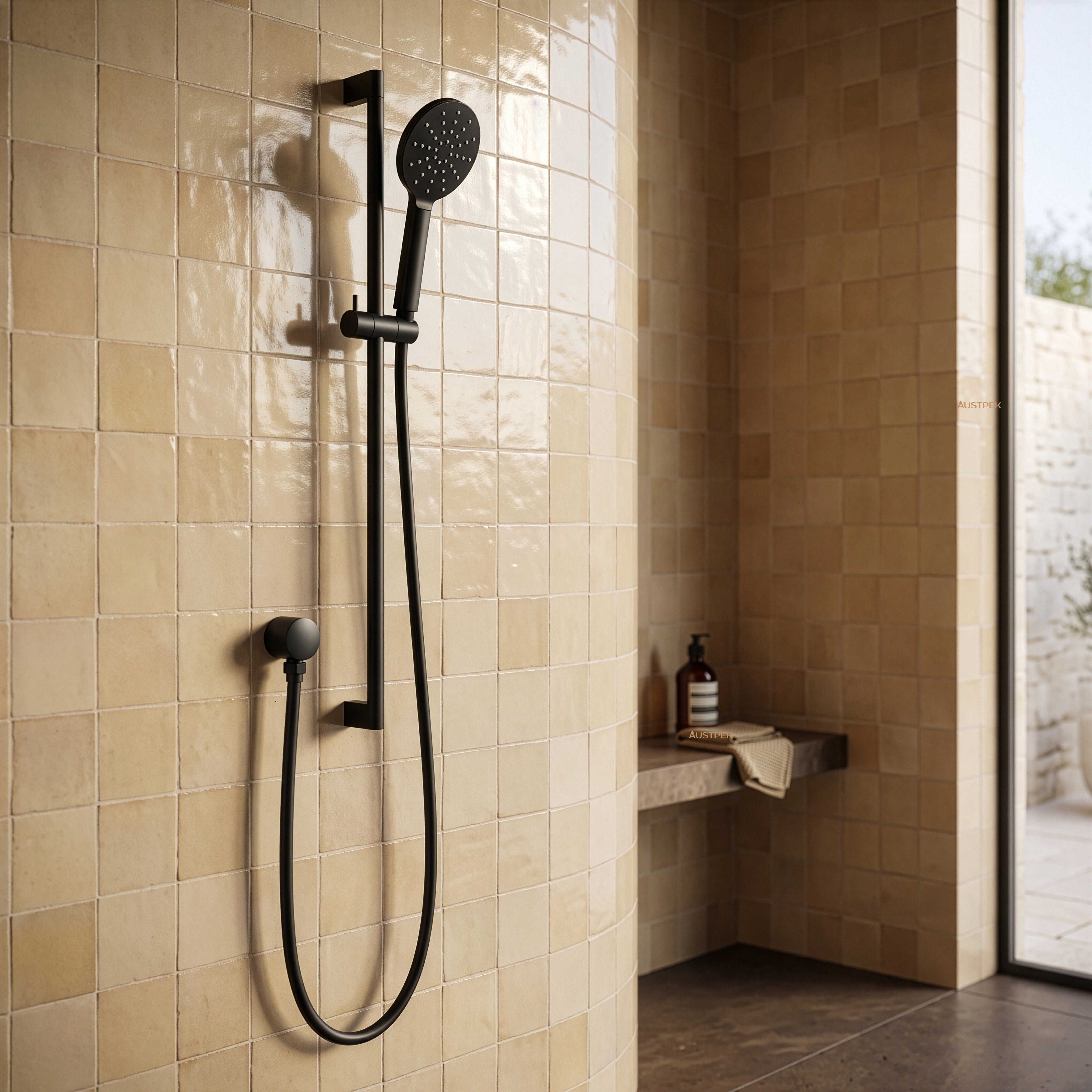 Ikon cora round sliding shower set matte black