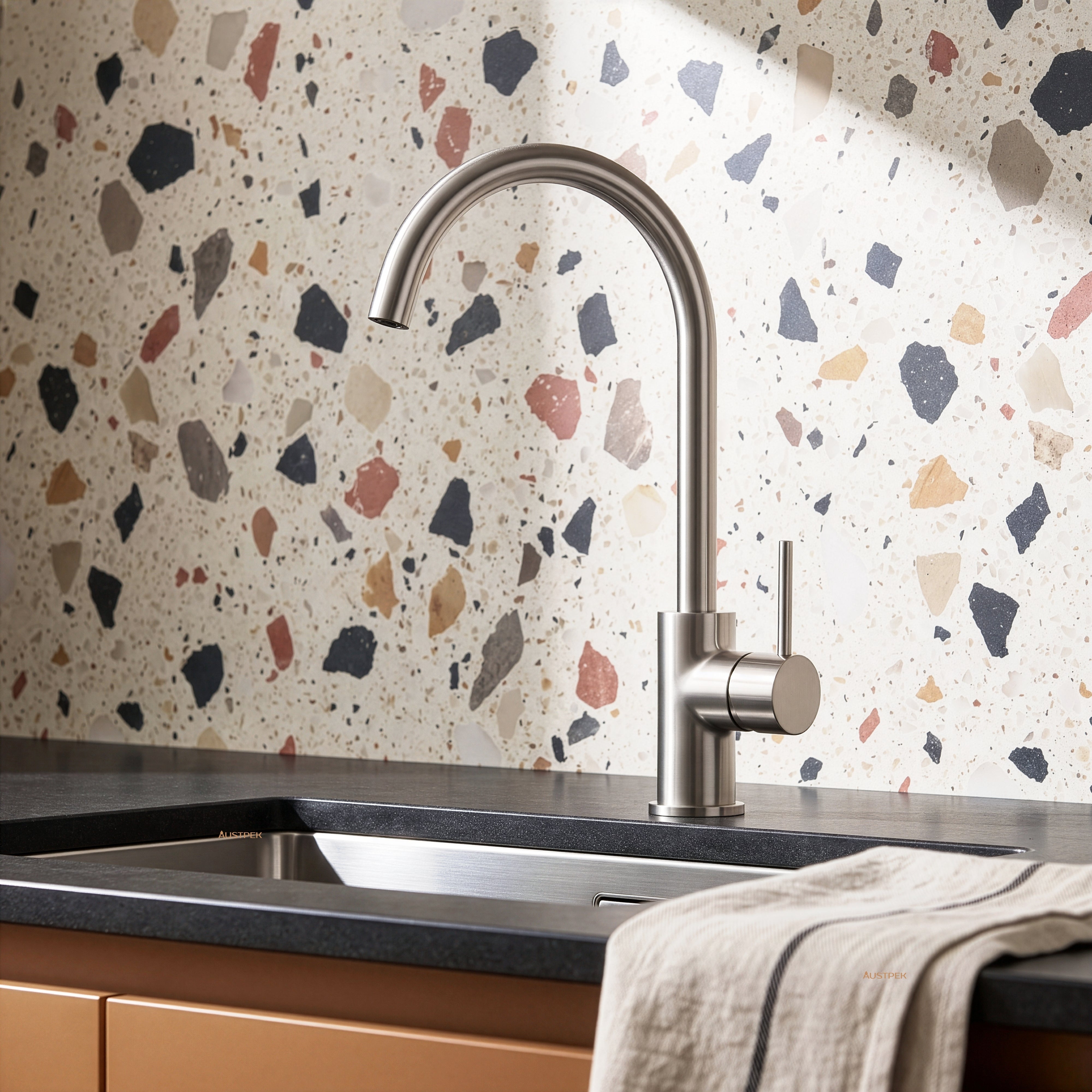Ikon hali sink mixer 348mm brushed nickel