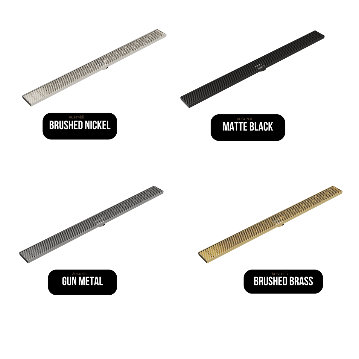 LINSOL EZYFLOW DN89 HEELGUARD LINEAR WASTE 1500MM BRUSHED BRASS