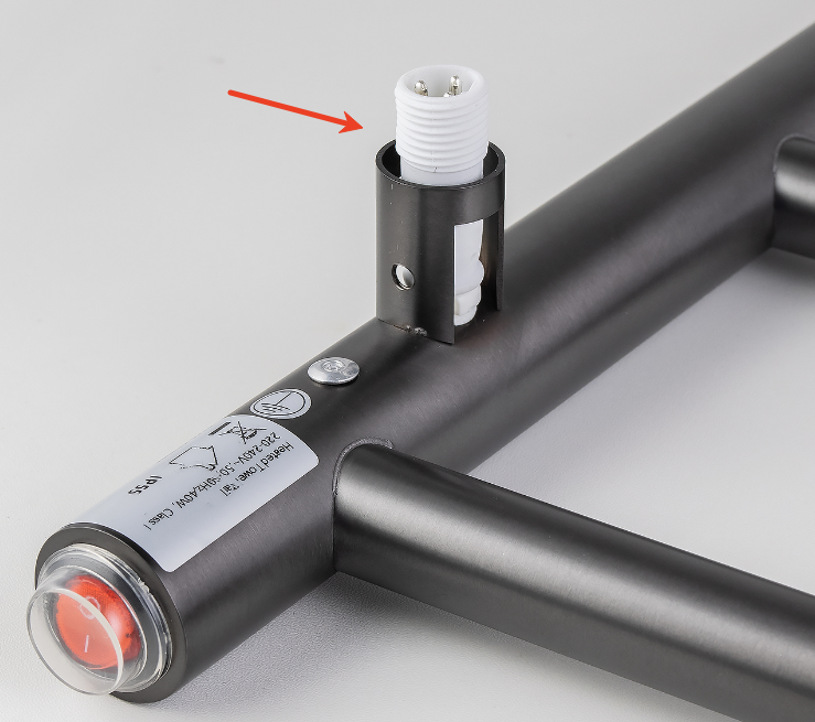 AQUAPERLA 4-BAR ROUND LADDER HEATED TOWEL RAIL BRUSHED GUN METAL 520MM