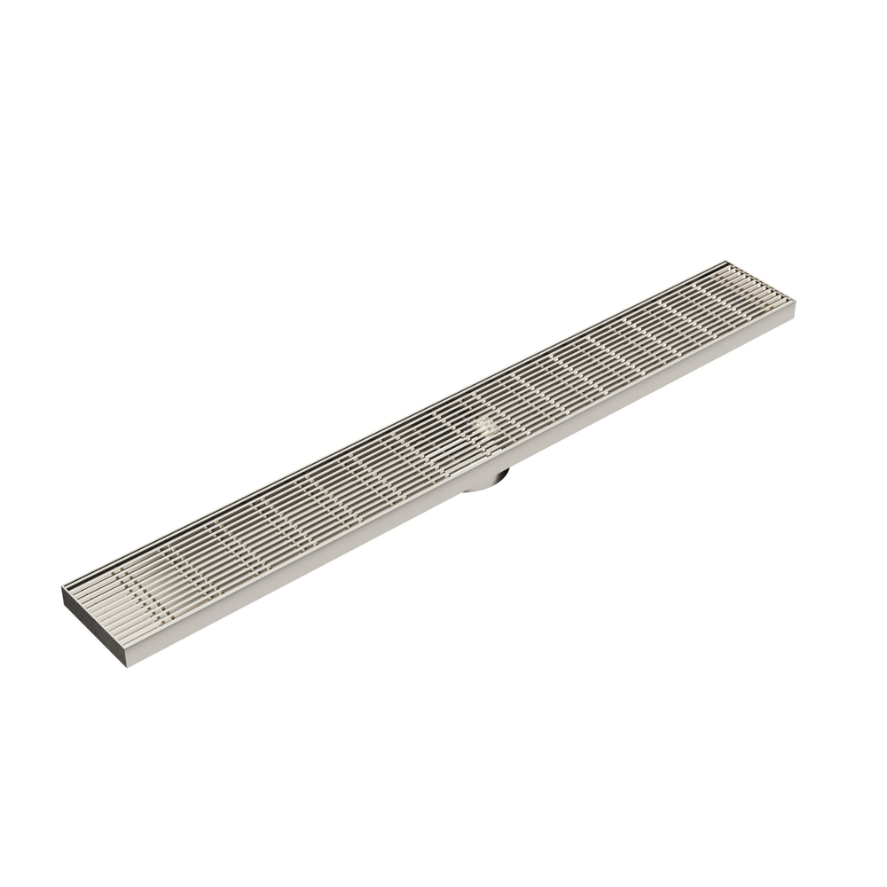 LINSOL EZYFLOW HEELGUARD DN64 LINEAR WASTE 800MM BRUSHED NICKEL