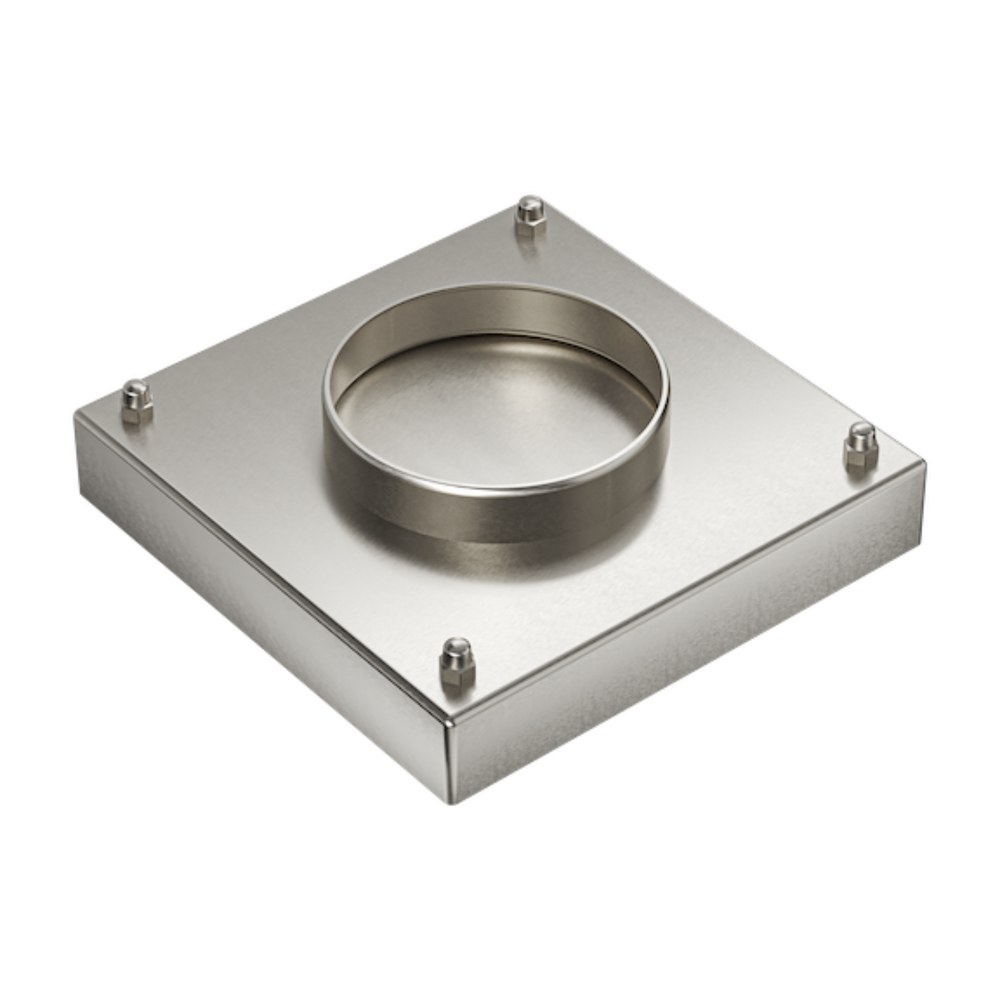LINSOL EZYFLOW TILE INSERT DN94 SQUARE CLEAN OUT 130MM BRUSHED NICKEL