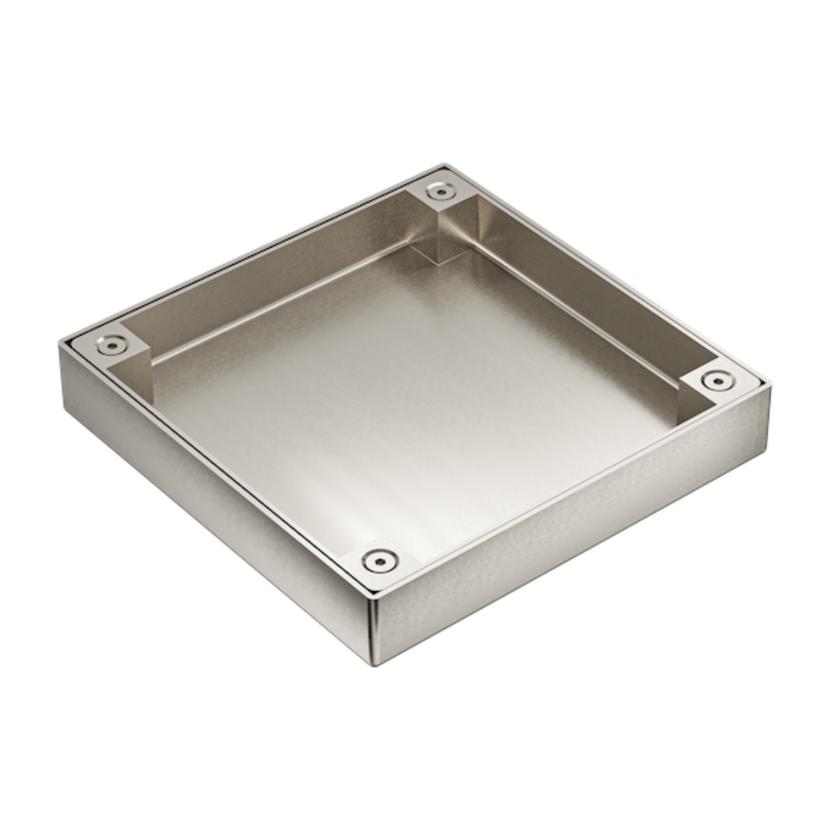 LINSOL EZYFLOW TILE INSERT DN94 SQUARE CLEAN OUT 130MM BRUSHED NICKEL