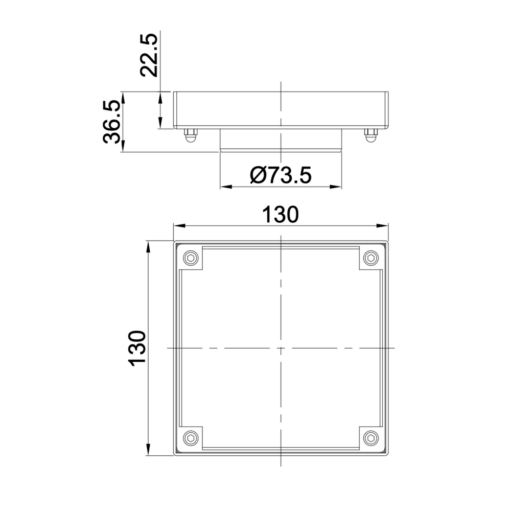 LINSOL EZYFLOW TILE INSERT DN74 SQUARE CLEAN OUT 130MM BRUSHED NICKEL