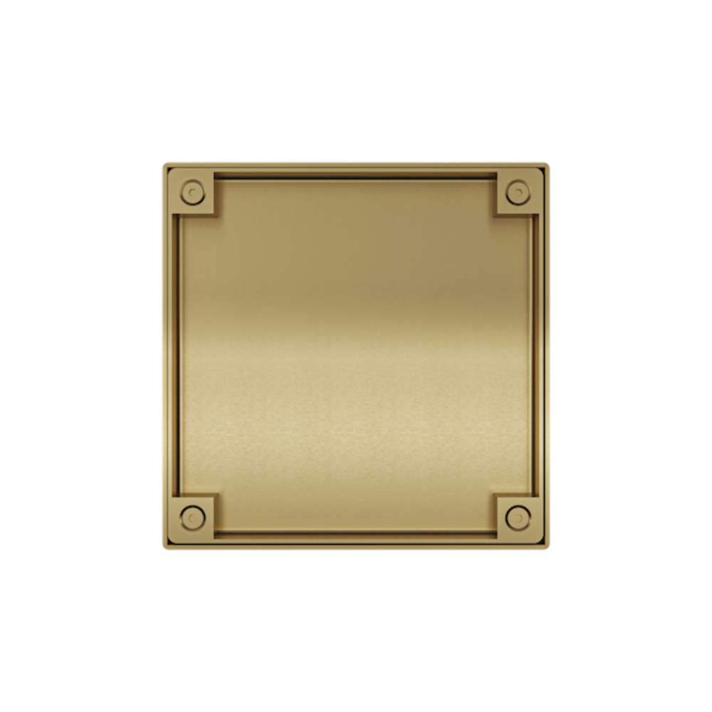 LINSOL EZYFLOW TILE INSERT DN94 SQUARE CLEAN OUT 130MM BRUSHED BRASS