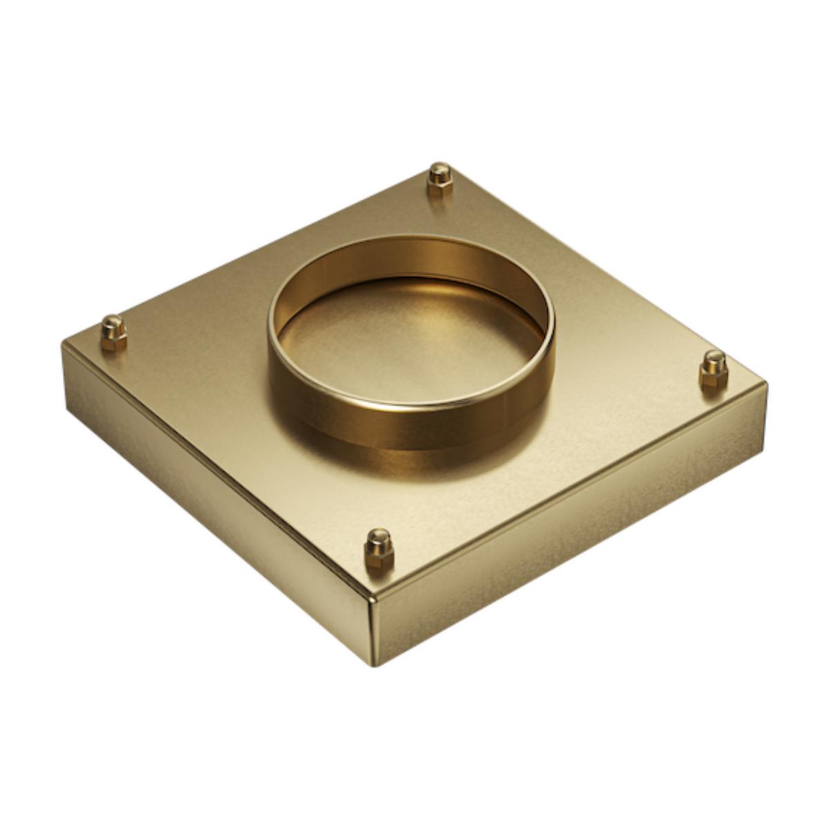 LINSOL EZYFLOW TILE INSERT DN94 SQUARE CLEAN OUT 130MM BRUSHED BRASS