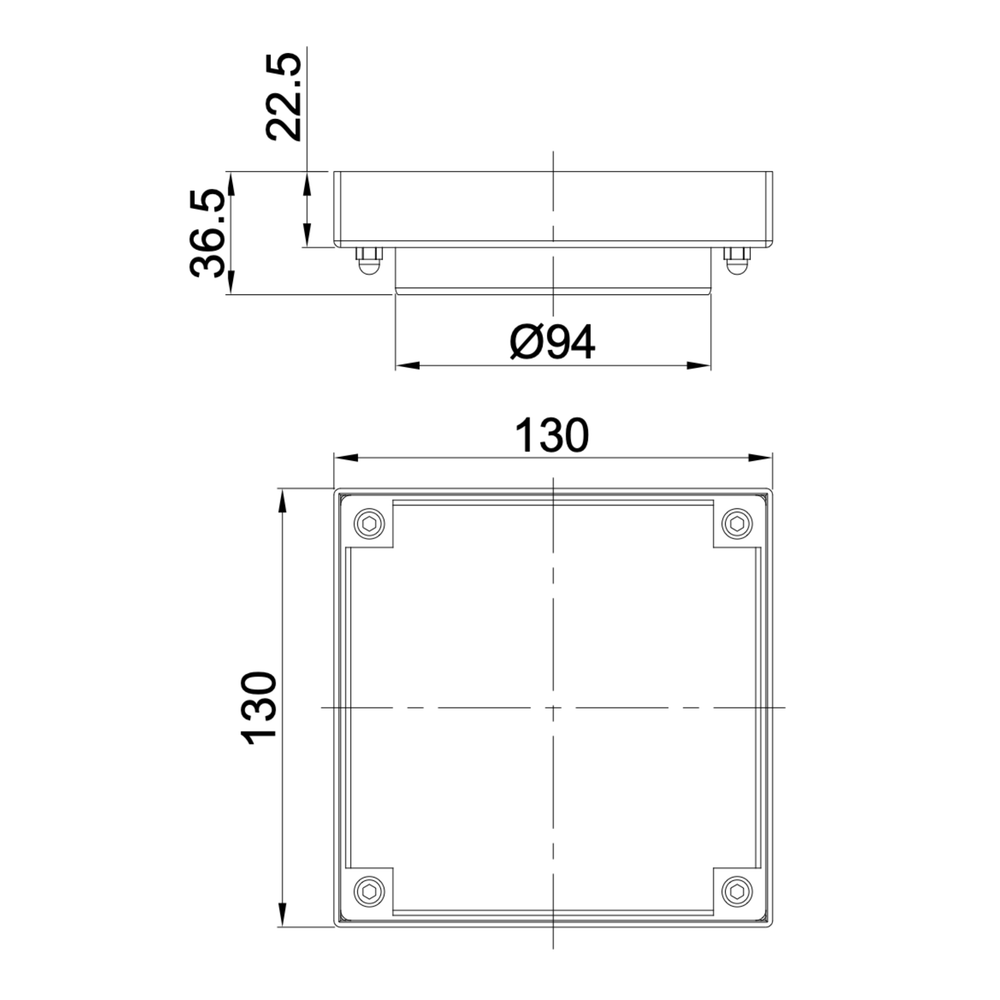 LINSOL EZYFLOW TILE INSERT DN94 SQUARE CLEAN OUT 130MM BRUSHED NICKEL