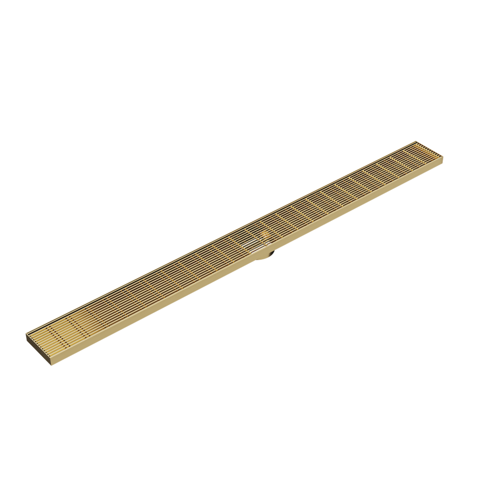 LINSOL EZYFLOW DN89 HEELGUARD LINEAR WASTE 1500MM BRUSHED BRASS
