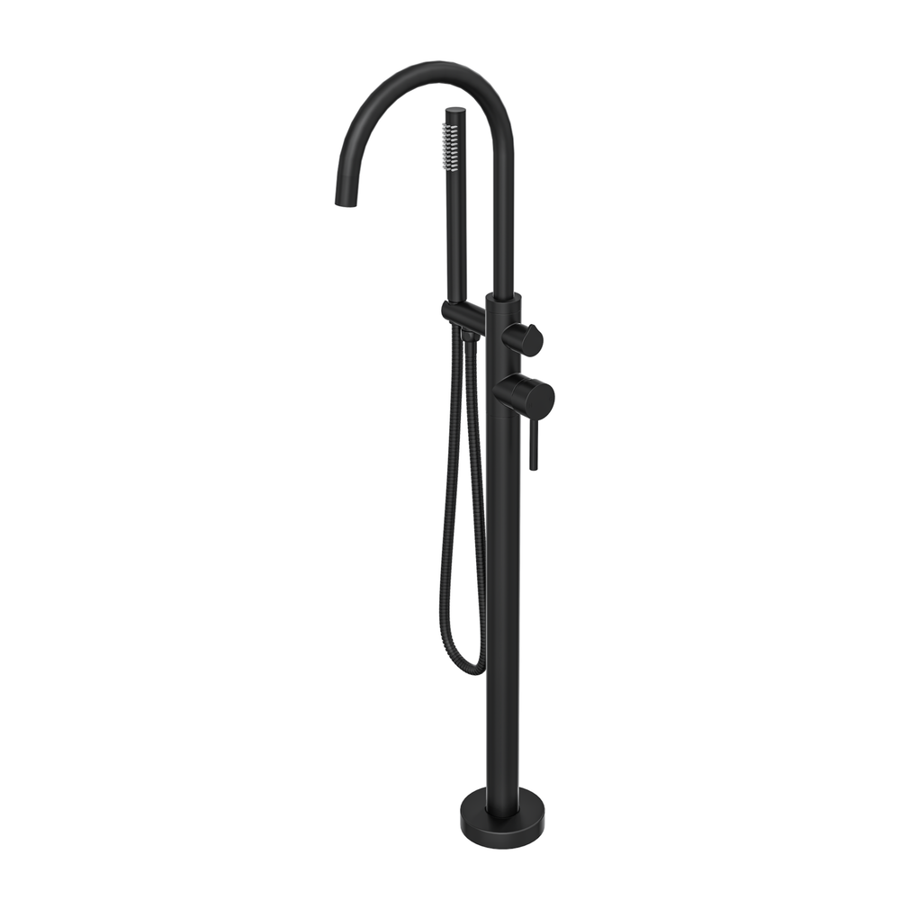 LINSOL NURE FREESTANDING BATH FILLER WITH HAND SHOWER 1012MM MATTE BLACK