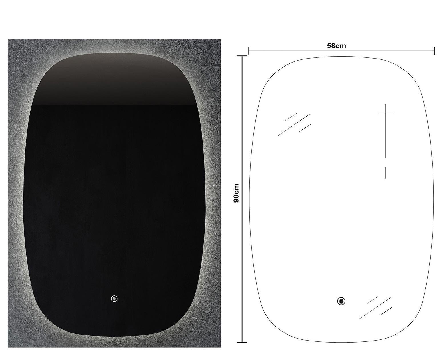 BELBAGNO Q-LINE FRAMELESS LED MIRROR 580X900MM