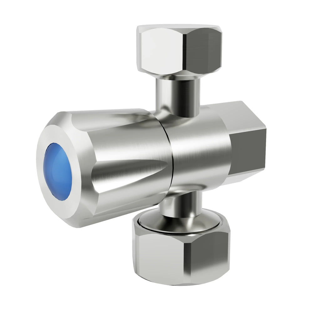 AMOZA THREE WAY STOP TAP BRUSHED STAINLESS STEEL