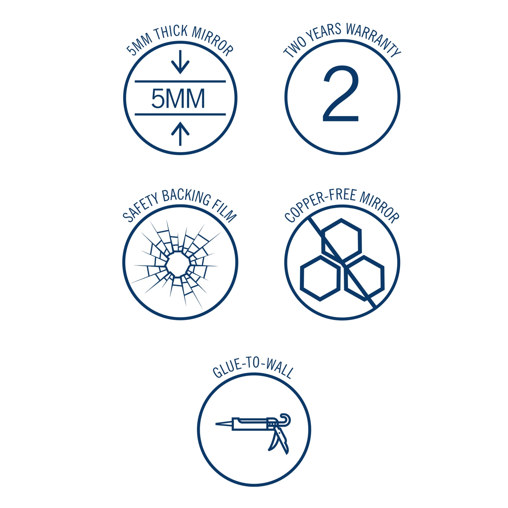 THERMOGROUP ABLAZE RIO FRAMELESS ROUND POLISHED EDGE MIRROR 500MM