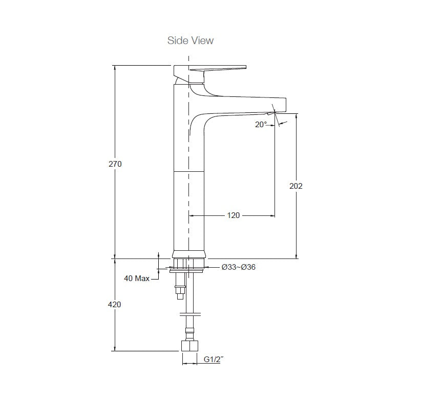 KOHLER TAUT TALL BASIN MIXER POLISHED 270MM MATTE BLACK