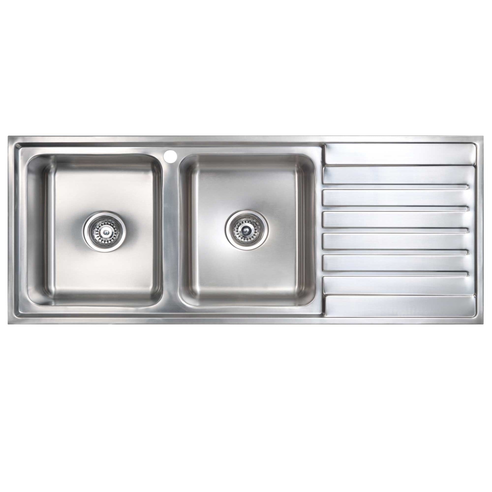 SEIMA KUBIC 200 DOUBLE BOWL KITCHEN SINK WITH DRAINER STAINLESS STEEL 1200MM