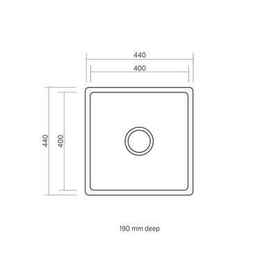 SEIMA LETO 400 SINGLE BOWL KITCHEN AND LAUNDRY SINK STAINLESS STEEL 440MM