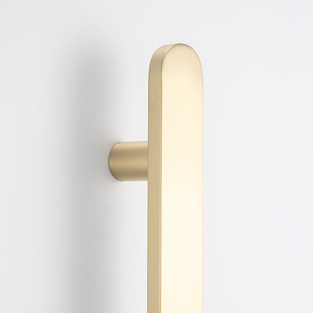 RADIANT HEATING VERTICAL FLAT BAR HEATED SINGLE TOWEL RAIL LIGHT GOLD 930MM