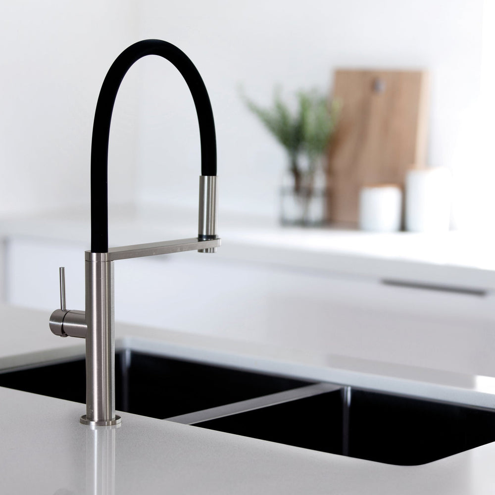 PHOENIX BLIX LEAD FREE FLEXIBLE HOSE SINK MIXER 447MM BRUSHED NICKEL