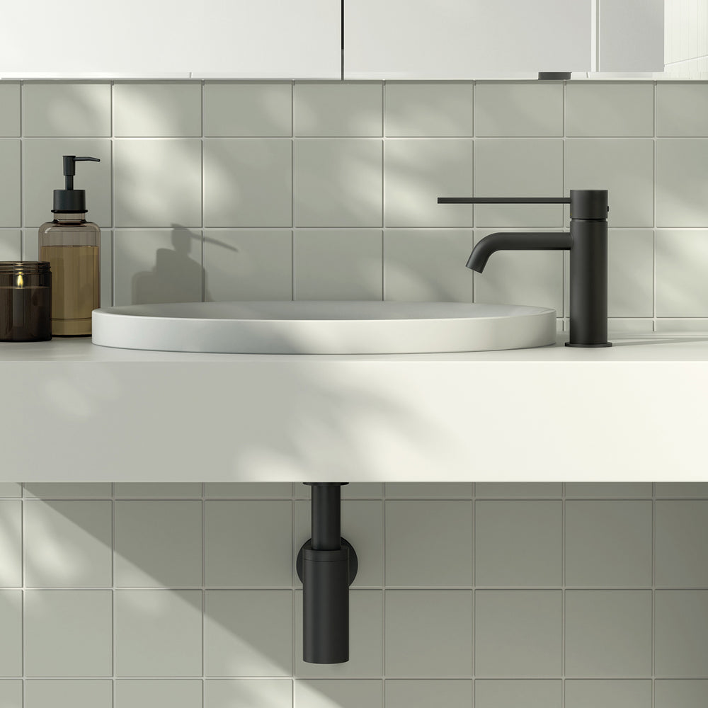 PHOENIX VIVID SLIMLINE BASIN MIXER CURVED OUTLET WITH EXTENDED LEVER 165MM MATTE BLACK