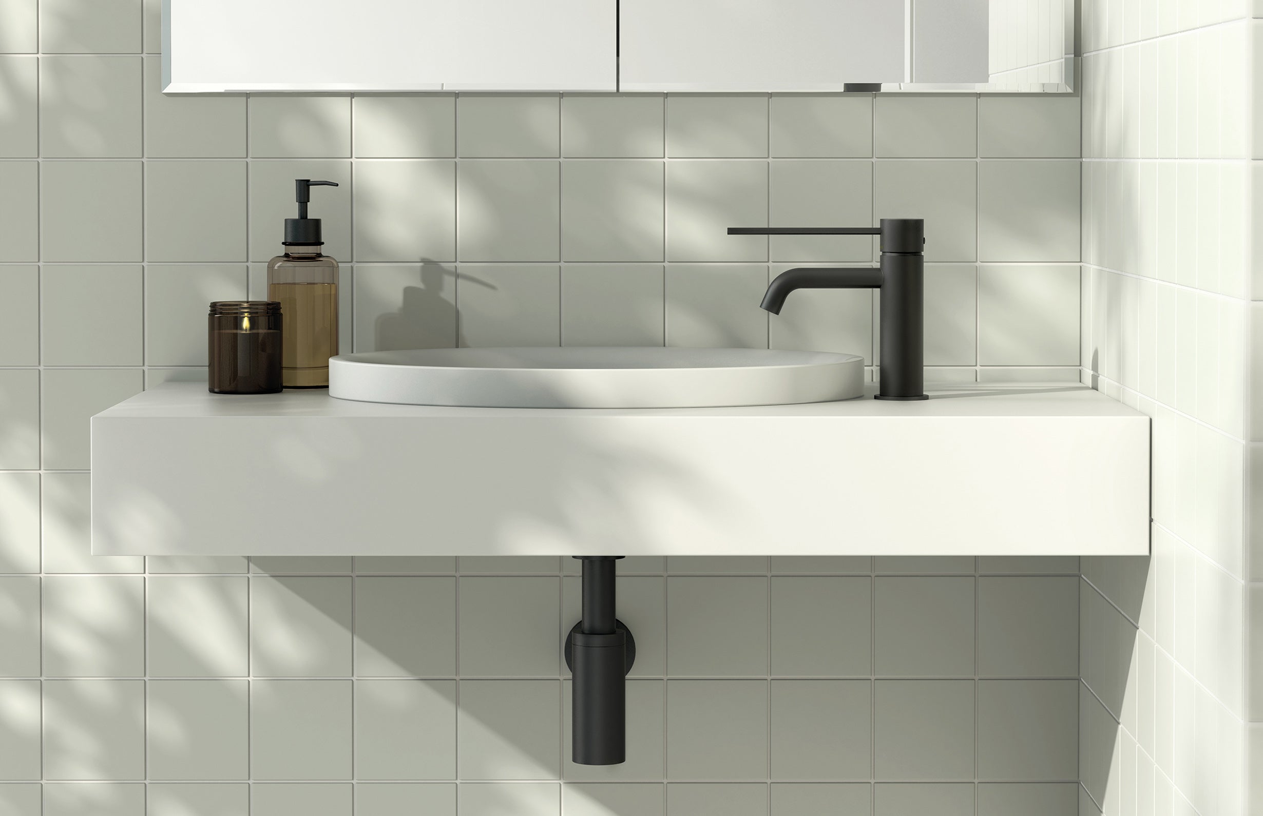 PHOENIX VIVID SLIMLINE BASIN MIXER CURVED OUTLET WITH EXTENDED LEVER 165MM MATTE BLACK