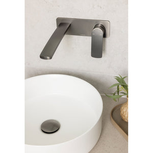 PHOENIX MEKKO SWITCHMIX WALL BASIN / BATH MIXER SET COMPLETE KIT 200MM BRUSHED CARBON