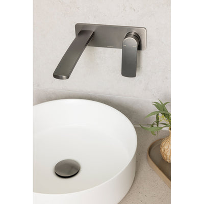 PHOENIX MEKKO SWITCHMIX LEAD FREE WALL BASIN / BATH MIXER SET COMPLETE KIT 200MM BRUSHED CARBON