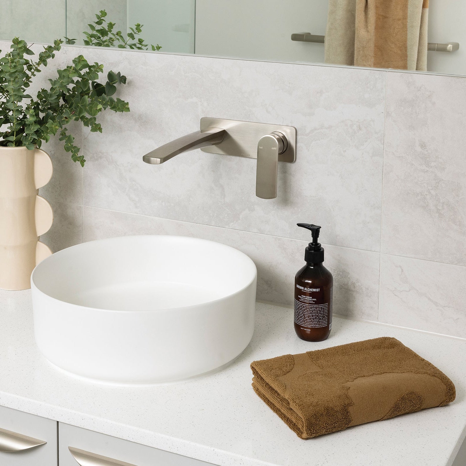 PHOENIX MEKKO SWITCHMIX LEAD FREE WALL BASIN / BATH MIXER SET COMPLETE KIT 200MM BRUSHED NICKEL