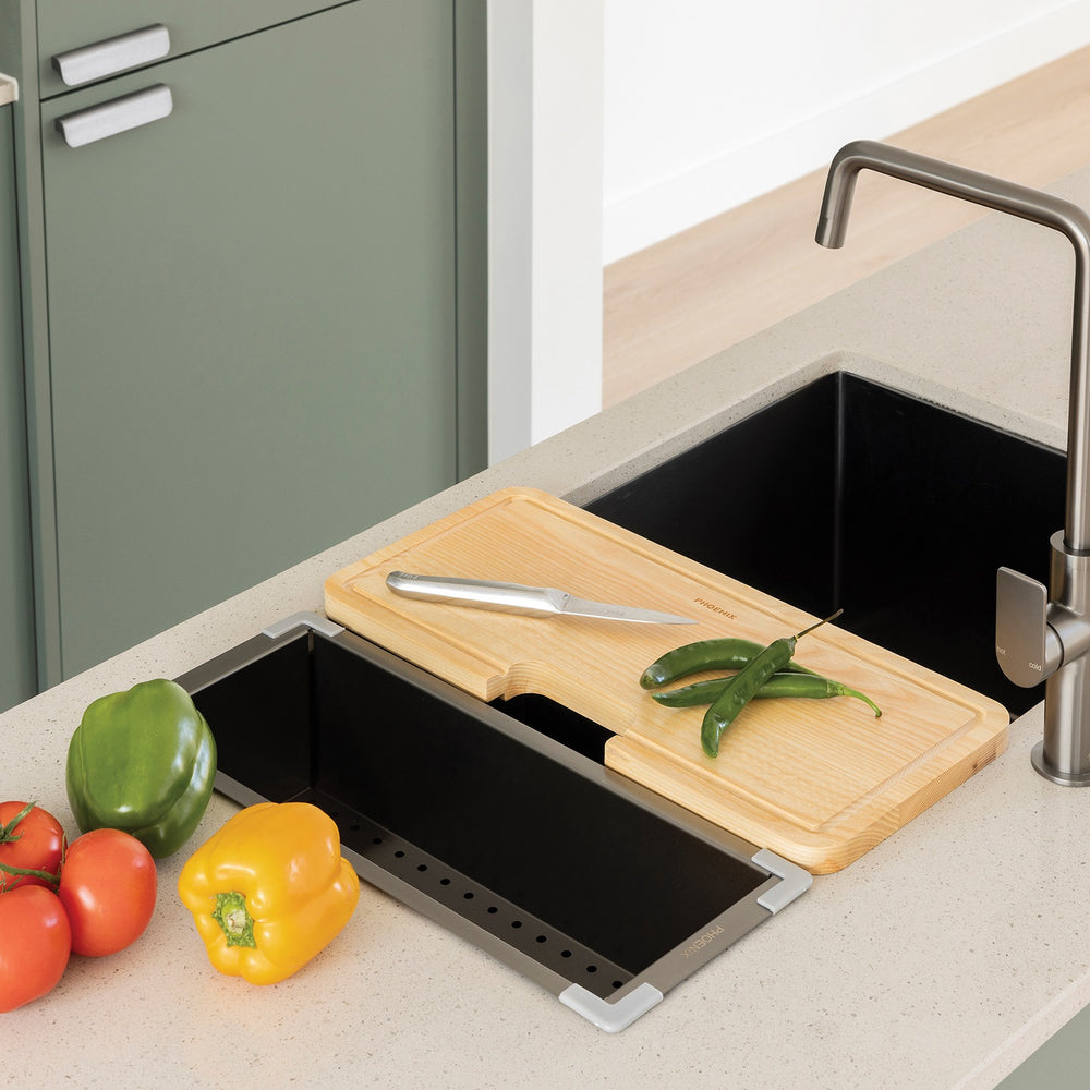 PHOENIX STAINLESS STEEL COLANDER 430MM BRUSHED CARBON