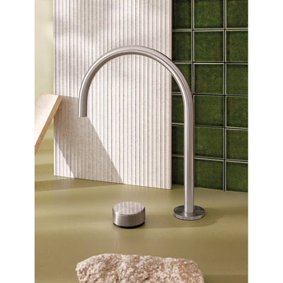 PHOENIX VIVID SLIMLINE GOOSENECK HOB LEAD FREE SINK OUTLET 220MM BRUSHED NICKEL