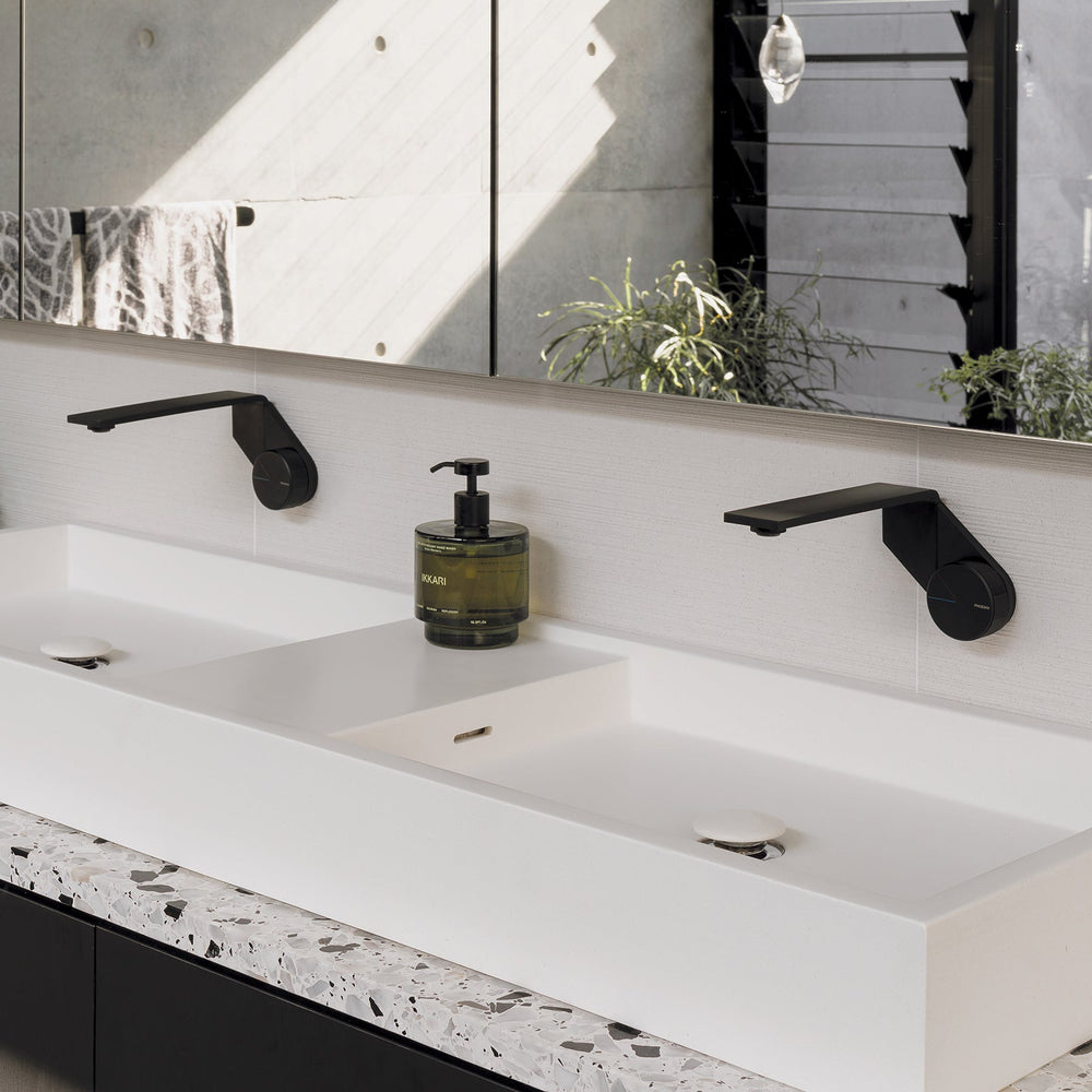 PHOENIX AXIA LEAD FREE WALL BASIN BATH MIXER SET 200MM MATTE BLACK