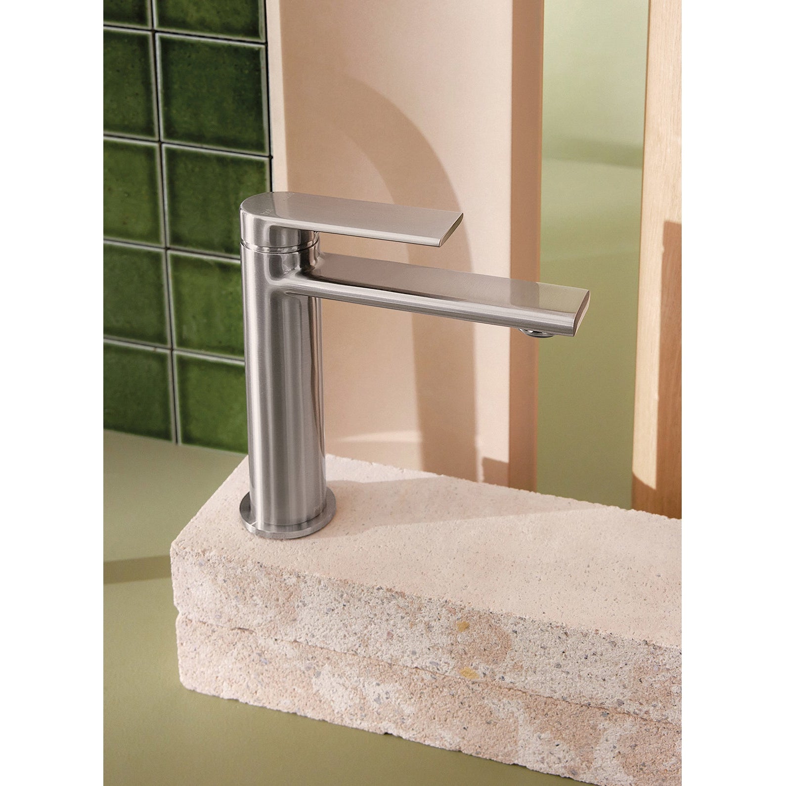 PHOENIX TEEL LEAD FREE BASIN MIXER 162MM BRUSHED NICKEL