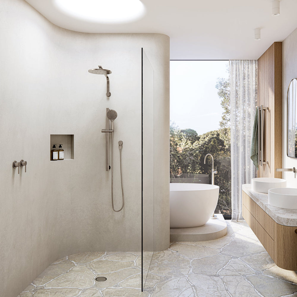 PHOENIX VIVID SLIMLINE FLOOR MOUNTED BATH MIXER BRUSHED NICKEL