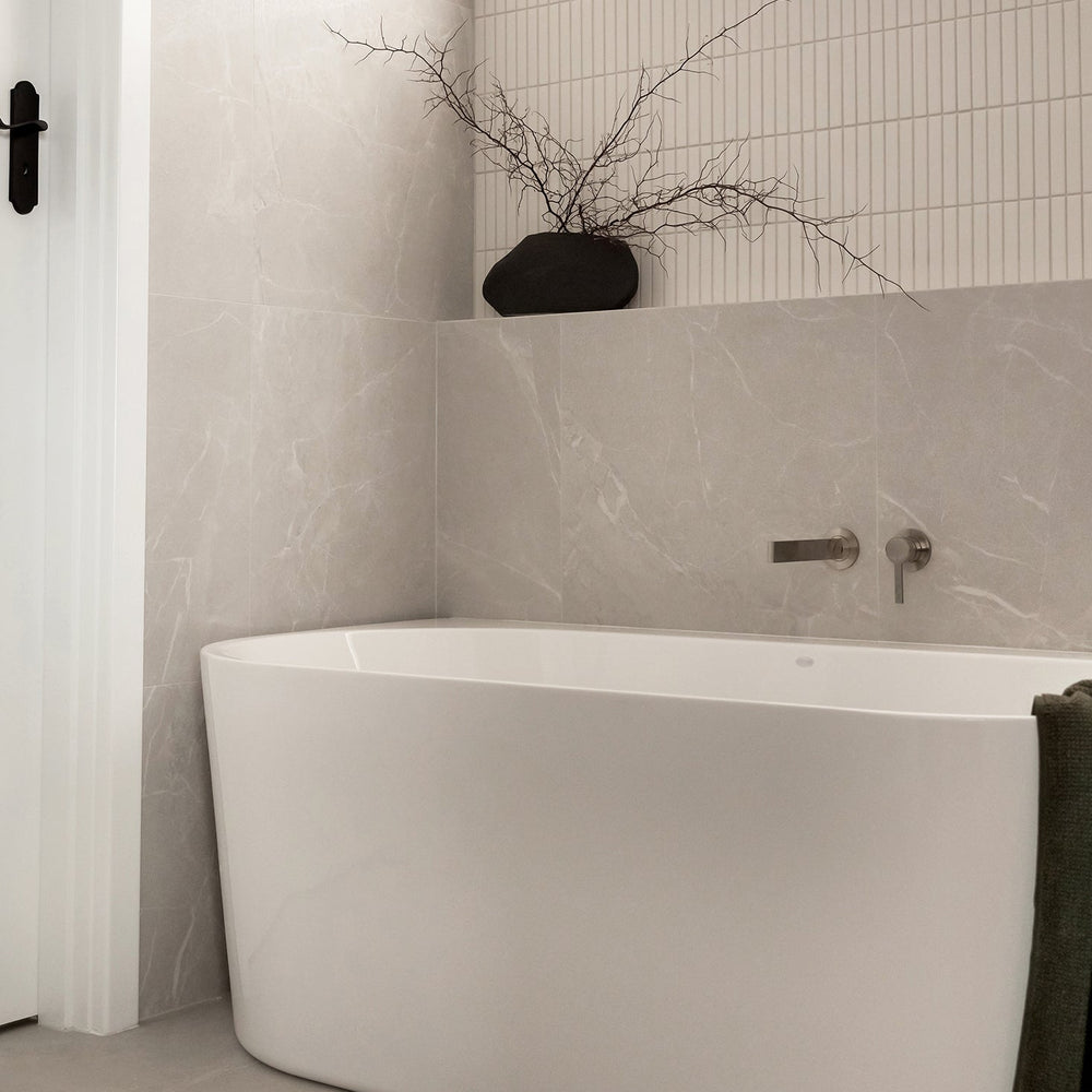 PHOENIX LEXI MKII SWITCHMIX WALL BASIN MIXER SET FIT-OFF AND ROUGH-IN KIT 200MM BRUSHED NICKEL